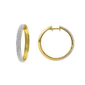   Pave Diamond Hoop Earrings (1 cttw, H I Color, I1 I2 Clarity) Jewelry