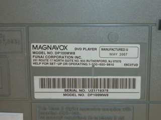 Magnavox DVD Player, Model DP100MW8 progressive scan  