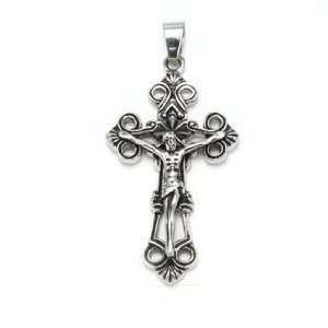   Biker Cross Pendant with Hanging Christ (Chain Not Included) Jewelry