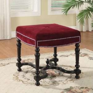   Home Velvet Bench with Nail Heads in Red Patio, Lawn & Garden