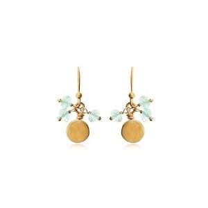  Aquamarine Cluster Disc Earrings in 24 Karat Gold Jewelry