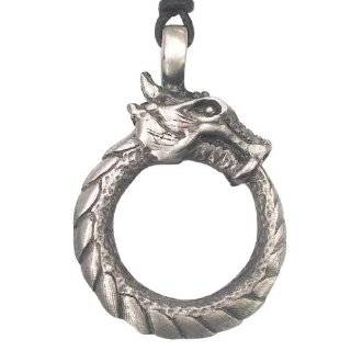 Oroborus Dragon Circle Pewter Pendant Necklace