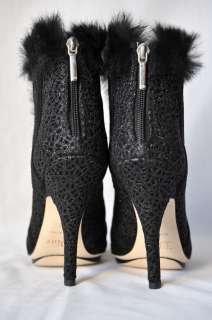   DIOR Black Fur&Suede Sparkle Ankle Bootie Boot Pump High Heel 6 36 NEW