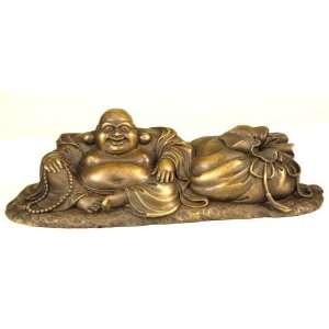 Happy Bronze Buddha Carring a Bag of Money Symbol of 