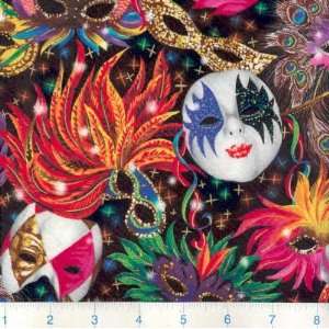  45 Wide Celebrations Metal Mardi Gras Mask Fabric By The 
