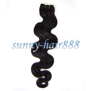   Wide Weft Human BODY WAVY Remy Hair Extensions #1B,100g NEW  