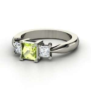  Ariel Ring, Princess Peridot 14K White Gold Ring with 