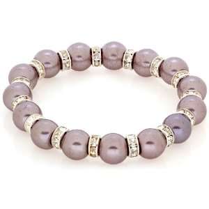 Royal Diamond Simulated Thistle Pearl Fashion Stretch Bracelet with 