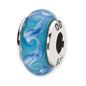 Sterling Silver SimStars Reflections Blue/White Swirl Hand 