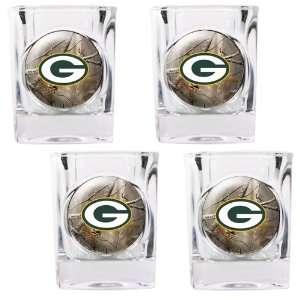  Green Bay Packers Open Field 4pc Square Shot Glass Set 