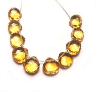   CITRINE FACETED HEART BRIOLETTE 10 BEADS 407N 4.5x2mm to 6x3mm  