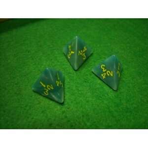 Pearlized Green and Yellow 4 Sided Dice  Toys & Games  