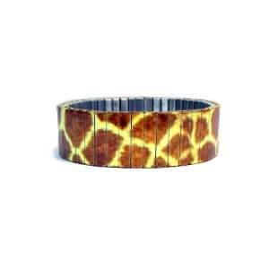  Giraffe Print Stainless Steel Wrist Art Stretch Bracelet Jewelry