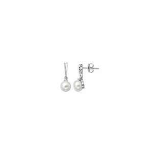ZALES Cultured Freshwater Pearl and Diamond Accent Stick Drop Earrings 
