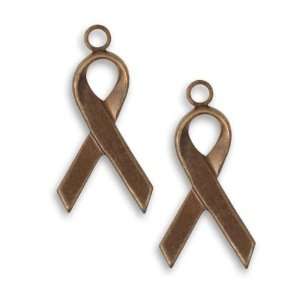   Natural Brass Awareness Ribbon Charms 22mm (2): Arts, Crafts & Sewing