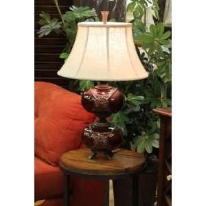    Luxe BURGUNDY Red Porcelain Gourd TABLE LAMP