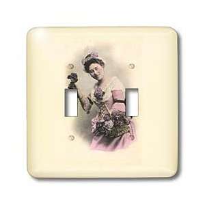 Florene Vintage   French Lady With Basket Of Violets   Light Switch 