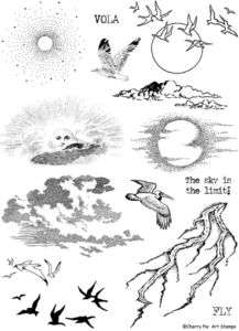 Up in the SKY  Unmounted rubber stamps SHEET  