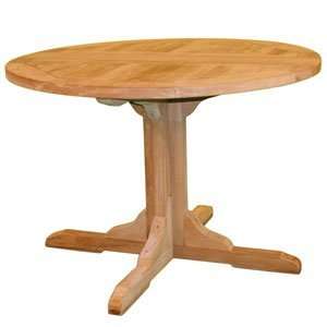   Teak Claptise Table Round Pedestal Base 43 Diameter: Kitchen & Dining
