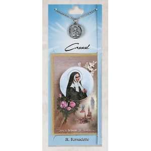  Prayer Card with Pewter Medal St. Bernadette: Jewelry