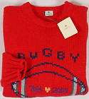   SWEATER $3400 GRAY STRIPE 100%CASHMERE 4 PLY RUGBY MED 50e 2 NEW