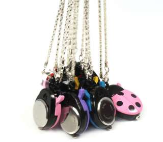 1Pc Ladybug Necklace Pocket Quartz Pendant Watch Clock For Children 