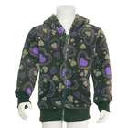 RMLA Little Girls Grey Purple Heart Fleece Hooded Zipper Jacket Size 4