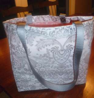 Oil Cloth Purse SILVER FRENCH LACE AND DOTS, POCKTS  