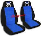 COOL CAR SEAT COVERS BLK MED BLUE W/GIRLY SKULL 
