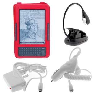   Clip On Reading Book Light + Red Leather Case with Stand + Rapid Car