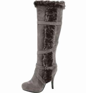Stylish Sandie Round Toe Knee High Fur Boots Lady Shoes  