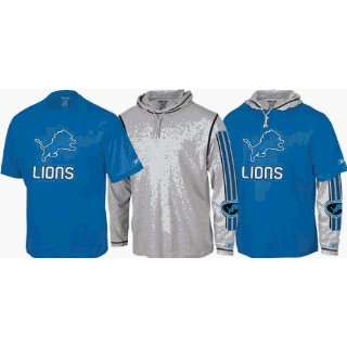  Detroit Lions Reebok Hoodie Tee Shirt 3 in 1 Combo: Sports 