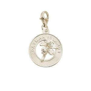 Rembrandt Charms Cayman Islands Hibiscus Charm with Lobster Clasp, 10K 