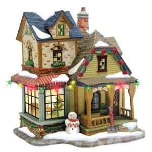  Celebrations Led Lighted Porcelain Home With Snowman 