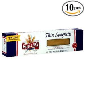 Muellers Thin Spaghetti Pasta, 1 pounds (Pack of 10)  