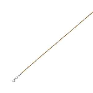  Sterling Silver Color Gold Plated + Rhodium Plated Rope Chain Ankle 