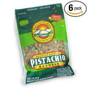 Keenan Farms Shelled Kernel Pistachio, 6 Ounce Bags (Pack of 6 