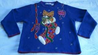 UGLY CHRISTMAS SWEATERS FIND UR FANCY KITTY IN STOCKING ORNAMENTS 