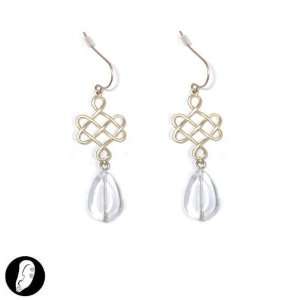   women earrings fish hook matt gold white lead free glass: Jewelry