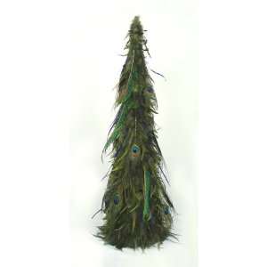   Peacock Feather Tabletop Cone Christmas Tree #11011: Home & Kitchen