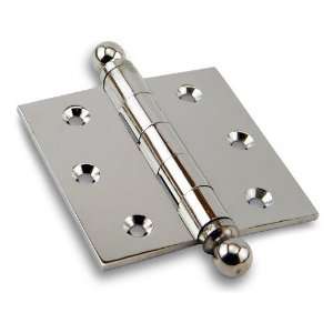  3 1/2 solid brass ball tip door hinge in polished nickel 