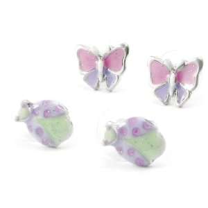    Duo earings french touch Vahiné green pastel purple. Jewelry