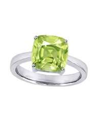 Large 8mm Cushion Cut Solitaire Engagement Ring With Simulated Peridot 