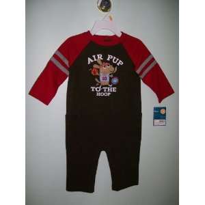  Carters Boys 1 piece L/S Brown/Red Air Pup Jumpsuit 18 