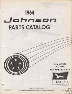 1964 JOHNSON OUTBOARD SEAHORSE 9 1/2 HP PARTS MANUAL  