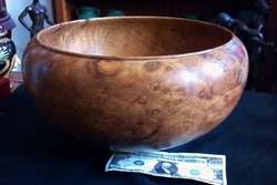 Lanny Lyell Wood Carving Studio Hand Made HUGE Bowl Myrtle Burl Arts 