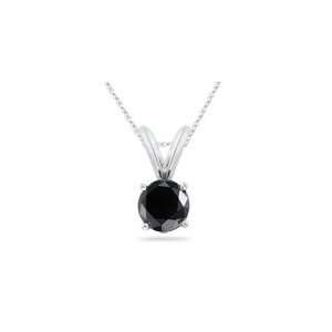   55) Cts Black Diamond Solitaire Pendant in 14K White Gold: Jewelry
