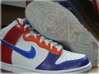Nike Dunk Hi White Red Orange Blue Sneakers Boys 4.5  