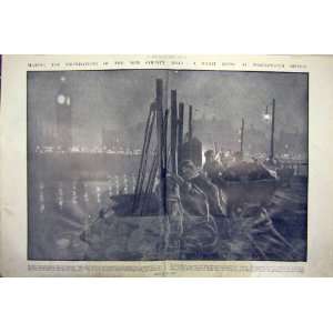   Westminster County Hall Bridge Clock Tower London 1911