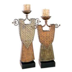   and Clocks Warrior Armour Candleholders, Set/2 Furniture & Decor